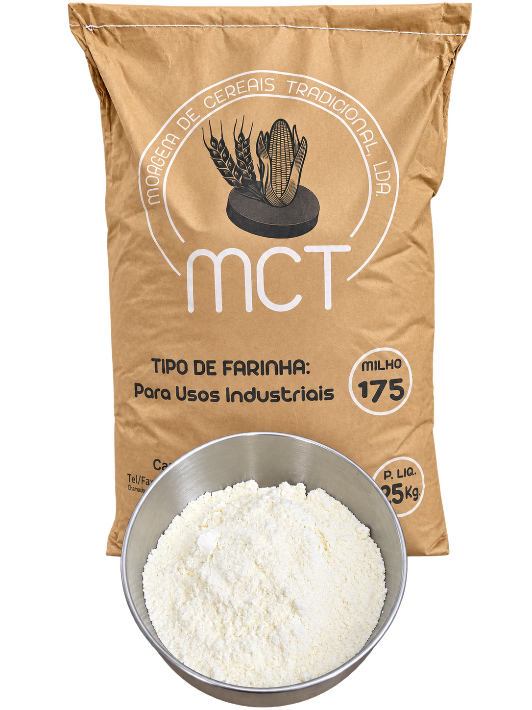 Saco MCT de milho branco T175 com taça de farinha branca